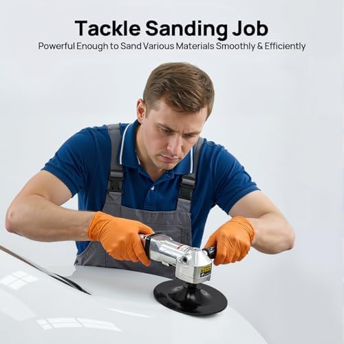 7-inch Air Angle Sander Pneumatic Air Angle Grinder with Sub-Handle and Press Switch 4500rpm Pneumatic Polishing Machine for Floor Stones Tiles Marble Glass Concrete Car Ship