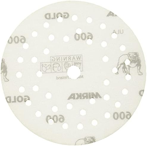 Mirka Gold Film Multifit 5 Inch Sanding Discs, 600 Grit Hook & Loop 50 Pack