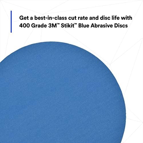 3M Stikit Blue Abrasive Disc Roll 36272, No Hole, Primer Sanding, E-Coat Sanding, Paint Preparation, 400 Grade, 5 in, 100 Discs/Roll
