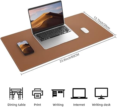 AFIING Leather Desk Mat, Brown, 23.6" x 13.8", Desk Pad Protector
