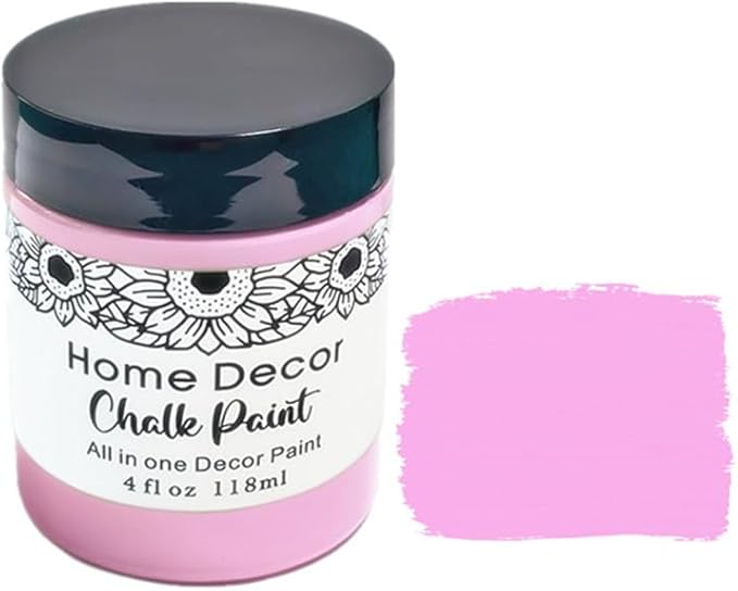 Non-Toxic Furniture Paint Vintage Chalk Paint for Wood/Metal/Glass, Indoor/Outdoor Use No Sanding & Primer Needed Matte Finish Cabinet Paint, Waterbased | Acrylic | Crafts for DIY Projects 4oz/118ml (Pink)