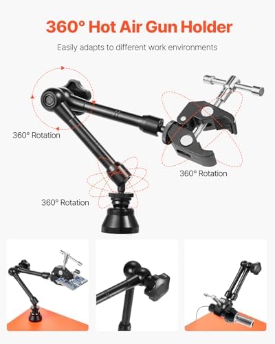 VEVOR Magnetic Helping Hands Soldering Station, Third Hand Soldering Tool with Gooseneck LED Magnifying Lamp, 4 PCB Holders & 360 Hot Air Gun Holder for Electronic Repair Craft Hobby