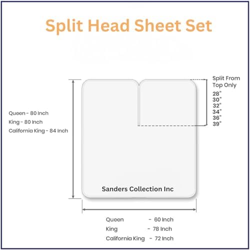SCI Top Split Flex Sheet Set for Adjustable Bed King Size ,Ivory