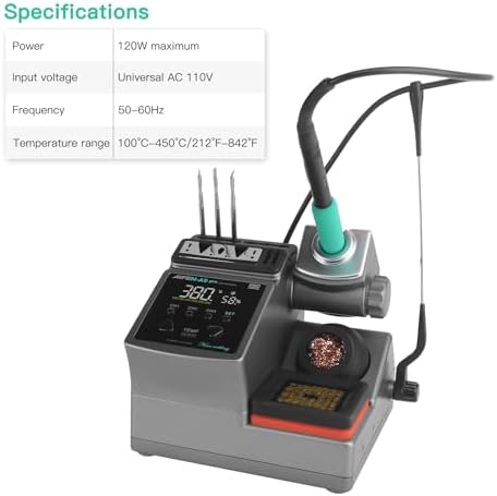 A9PRO Soldering Station 120W Handle Control Temperature 212°F-842°F Solder Station Soldering Iron with C210 Handle and 3 Soldering Tips