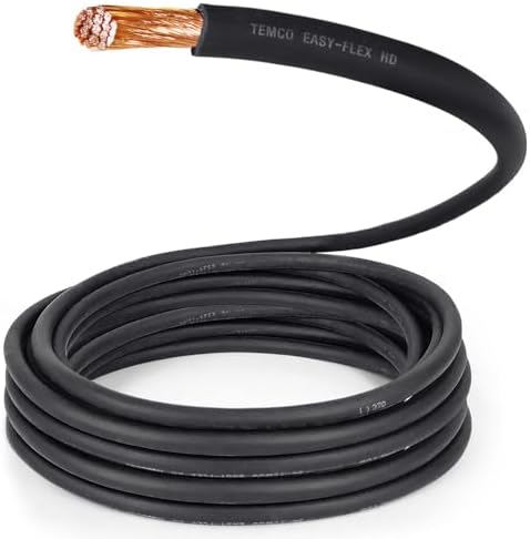 TEMCo 4/0 Gauge AWG 175 Ft Black Flexible Pure Copper Made in USA Welding Cable Battery Wire - Heavy Duty Solar, Inverter, Car, RV, Truck