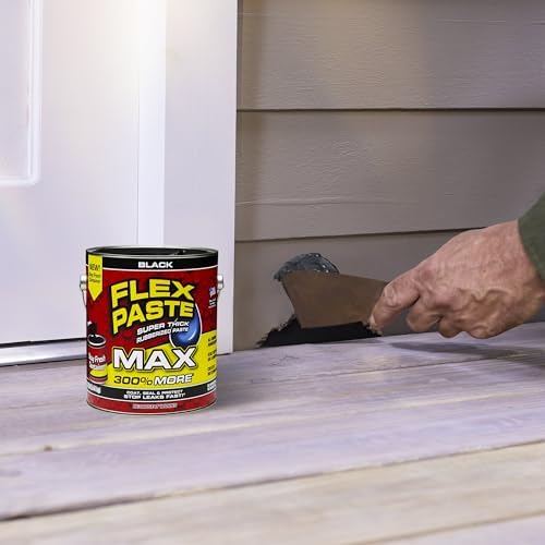 Flex Paste MAX, 12 lb Can, Black, Waterproof Paintable Putty, Spackle Sealant, Fill Gaps Cracks Holes - Block Out Water and Air - UV Resistant - Walls, Drywall, EPDM, Concrete, Roof, RV Repairs