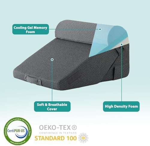 Bedluxe Wedge Pillow Set for After Surgery, Orthopedic Bed Wedge, Dark Grey