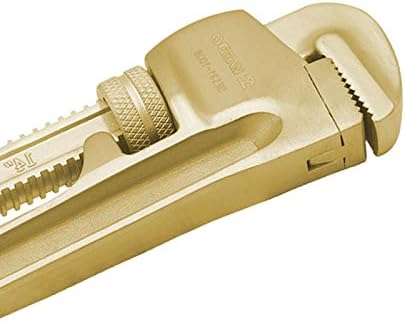 WEDO Pipe Wrench 50 * 350mm,Non-Sparking Pipe Wrench,Spark-Free Straight Plumbing Wrench,Aluminum Bronze