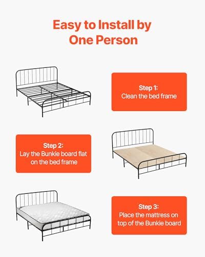 VEVOR Bunkie Board Twin Size, 35" x 71" Foldable Box Spring, 0.4" Thicker Wooden Bed Boards for Under Mattress, Bed Slats with No Assembly Required, Easy-to-use Bed Support Board