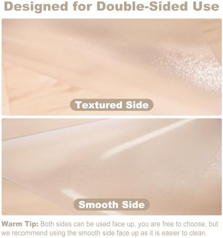 [Two-Sided Usable] 50” x 60” Hard Floor Chair Mats for Office, Clear Computer Chair Mat for Hardwood, Plastic Desk Floor Mat for Hardwood Floors, Rubber Office Chair Mat for Tile/Laminate Floor