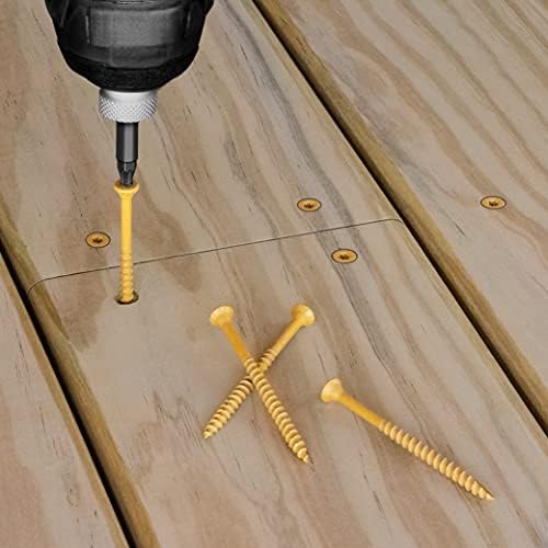 Deck Plus 2-1/2 Inch Epoxy Coated Exterior Wood and Fence Screws #10 x 2-1/2" Torx/Star Drive Included Coarse Thread, Outdoor Rust Resistant Decking Screw, Tan, 5 lb Box, 365 Pieces | 48416(Pack of 4)
