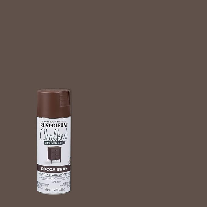 Rust-Oleum Cocoa Bean Chalked All-in-One Ultra Matte Spray Paint | One Coat Coverage | No Primer, Sanding, Or Topcoat Needed | Easy Spray Application | Made in USA | 12 OZ