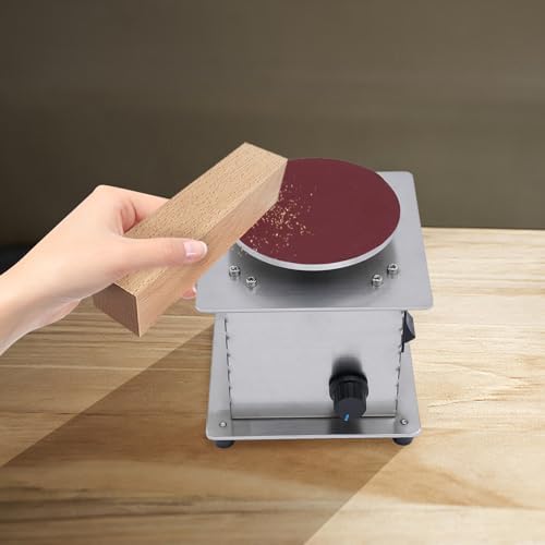 200W 4 Inch Mini Electric Disc Sander with 21 Pcs Sandpapers, Adjustable Speed Bench Sander Polisher for Scissors, Wood, Metal, Stone Grinding