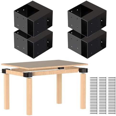 Heavy Duty Workbench Bracket Kit, 4 Pcs 3-Way Right Angle Corner Brackets for DIY Custom Workbenches, Work Tables, Garage Shelves, Many Other Wooden Projects, Fits 4x4 and 2x4 Lumber