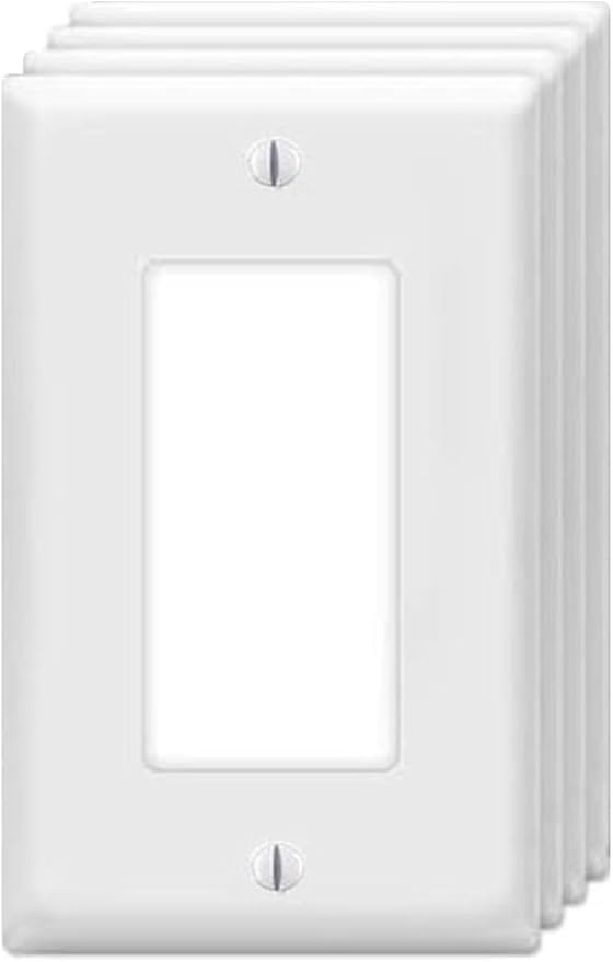 ZEFTV Decorator Wall Plates 1-Gang Switch Outlet Electrical Cover Plate Unbreakable Thermoplastic Faceplate for Light Receptacle Outlet Switch, White (4 Pack)