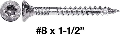 Jake Sales #8 x 1-1/2" Silver Star Stainless Steel Wood Screw Torx/Star Drive Head - Grade 305 Stainless Steel Torx/Star Drive Wood Screws - (1 Pound - 197 Approx. Screw Count)