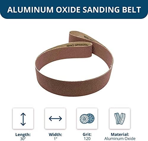 Benchmark Abrasives 2” x 72” Inch Sanding Belts with Aluminum Oxide Sand Paper for Metal Grinding, Sanding, Knife Polishing, Surface Blending Belt Sander Paper Belt for Woodworking (6 Pack), 120 Grit