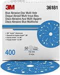 3M Hookit Blue Abrasive Disc, 321U, 36181, 6 in, 400+ Grade, Multi-Hole