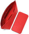 Doxo Purse Organizer Insert for Handbags & Base Shaper 2pc Set, Felt Neverfull PM Organizer Insert, Tote Bag Organizer with Zipper Pocket and Bottle Holder, Fit Neverfull PM and More, Red-M