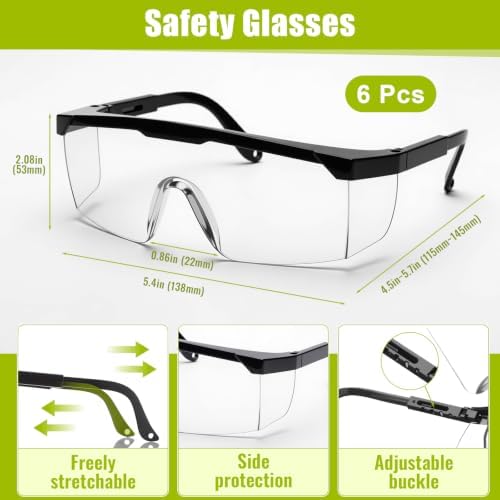 Mumufy 18 Pcs Suspension Hard Hats with Safety Vests and Goggles Bulk, Safety Helmets Vented Cap Helmet High Visibility Vest Mesh Reflective Anti Fog Goggles Adjustable Temples for Construction Work
