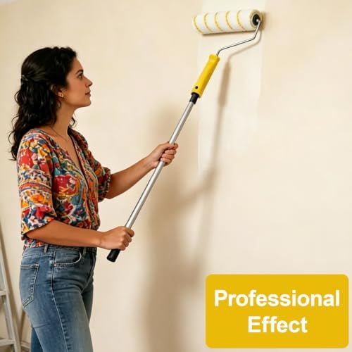 Upgrade Paint Roller Kit, House Painting Tools Set with Paint Tray, Brushes, Scrapers & Extension Pole for Wall Ceiling (Set-A)