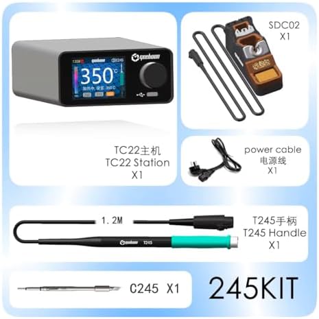 TC22 soldering station compatible with 115/210/245/T12 soldering tip color curve display soldering rework station (TC22, SDC02 245KIT)