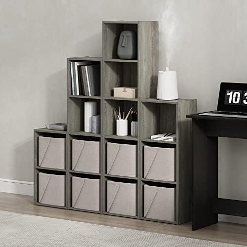 Furinno PASIR Book Shelf, 5-Tier Tall Narrow Bookshelf, Open Shelves Bookcase, 9 x 12 x 52, Easy Assembly, for Living Room, Bedroom, Home Office, French Oak