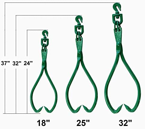 Timber Claw Hook, 18in - Log Lifting Tongs Heavy Duty Grapple Timber Claw, Lumber Skidding Tongs Logging Grabber 18" Jaw Opening
