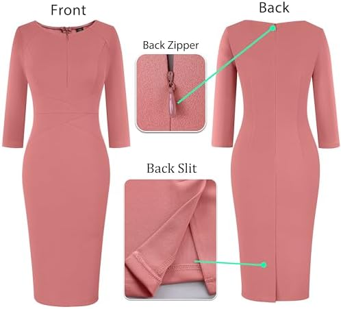 VFSHOW Womens Work Business Office Zipper Up Slim Bodycon Sheath Dress