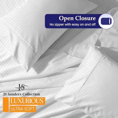 JS Sanders V Berth Boat Sheet 3 Pcs 600 TC Egyptian Cotton,White Stripe