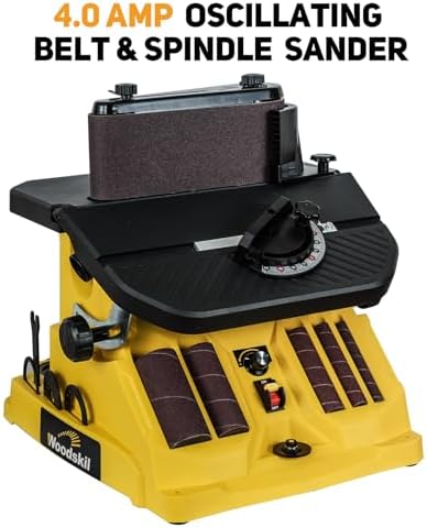 Woodskil Variable Speed Oscillating Belt and Spindle Sander,4x24" Belt