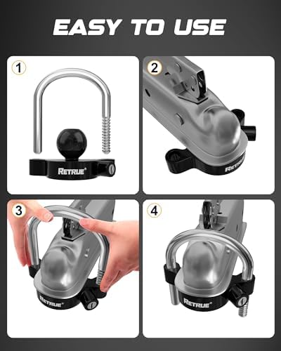 RETRUE Universal Trailer Coupler Lock, Heavy-Duty Hitch Ball Lock, Black
