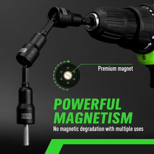 Magnetic Nut Driver Set, 20-Piece Metric & SAE 1/4" Hex Shank, Drill Socket Set, Impact Driver Bit Sets, Magnetic Bit Holder with Aluminum Alloy Snap Clip, 65mm Long Hex Bits, Quick Change Tool