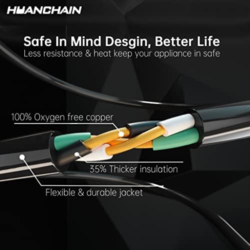 HUANCHAIN Indoor Outdoor Black Extension Cord 75 FT Waterproof 16/3 Gauge
