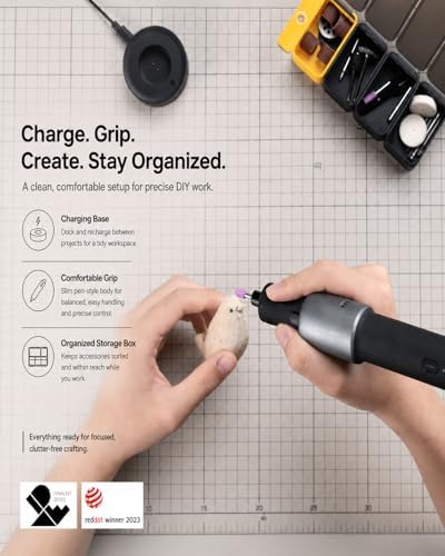 HOTO Cordless Rotary Tool Kit, 5-Speed for 3D Printer Sanding & DIY