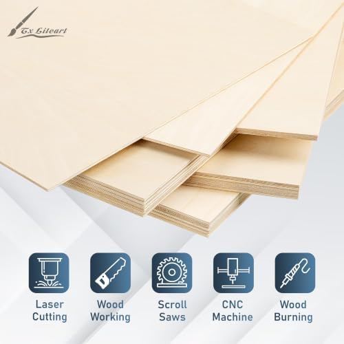 Baltic Birch Plywood - 1/8 Inch Thickness - 11.8" x 11.8" Wood Sheets for Laser Cutting, CNC Cutting and Crafts (20, 11.8 X 20)