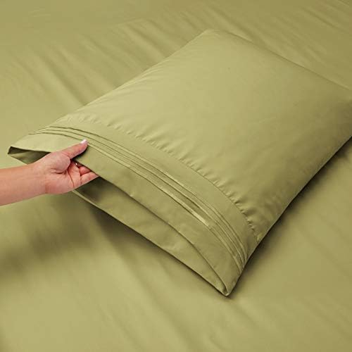 Hearth & Harbor King Size Sheets - 4 Piece Bed Sheet Set, Hotel Luxury Double Brushed Bed Sheets - Extra Soft Bedding Sheets & Pillowcases, King, Sage