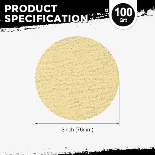 25Pcs Sanding Discs 3In 100Grit Hook and Loop Sandpapers Yellow