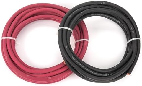 EWCS 1/0 Gauge Premium Extra Flexible Welding Cable 600 Volt Combo Pack - Black+Red 15 Feet of Each - Made in The USA