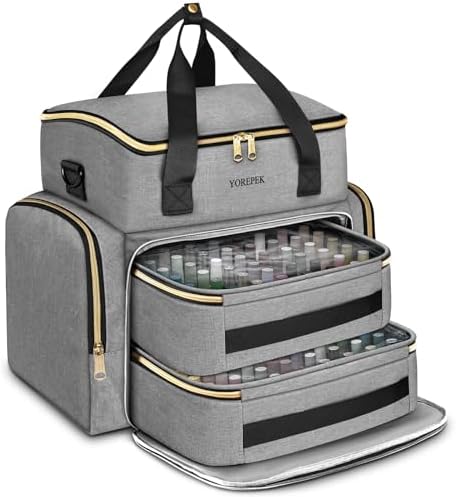 YOREPEK XL Nail Polish Organizer Case for 96 to 100+ Bottles, Urban Mist