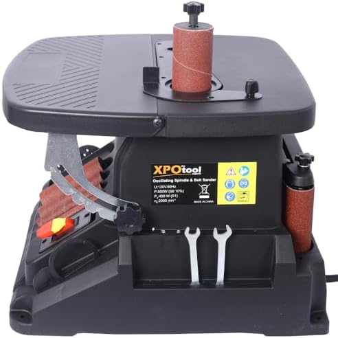 Vertical Oscillating Spindle Sander & Belt Sander, 2 in 1 Combination Woodworking Machine with Dual-Action Functionality
