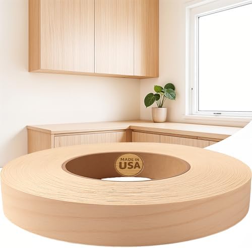 Edge Supply Maple Pre-Finished 3 in x 25 ft Roll with a Clear Lacquer UV Finish – Pre-Glued Iron On Real Wood Veneer Edging – Edge Banding Tape with Hot Melt Adhesive, Ideal for Furniture & DIY.
