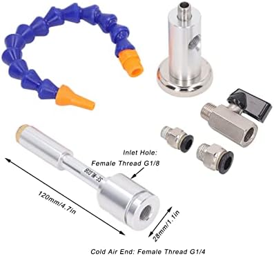 Diydeg Cold Air Dry Cooling Gun, 7 Bar 520Btu Cold Air Gun with Flexible Tube, Aluminum Alloy Dry Cooling Airflow Machine for Milling Drill, Welding (08 Miniature + Magnetic Base)
