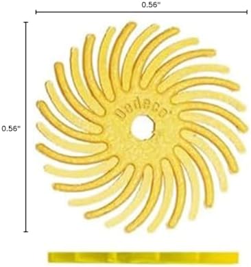 Dedeco Sunburst Radial Bristle Discs 48-Pack - 9/16" Curved - Yellow 80 Grit (Coarse) - Aluminum Oxide for Polishing & Finishing
