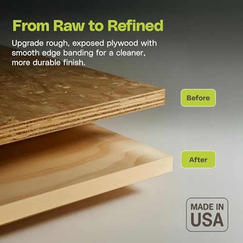 Edge Supply Maple Pre-Finished 1-1/2 in x 250 ft Roll with a Clear Lacquer UV Finish – Pre-Glued Iron On Real Wood Veneer Edging – Edge Banding Tape with Hot Melt Adhesive, Ideal for Furniture & DIY.