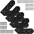 45-Degree Steel Flat Bracket, 4 Pcs Angled Brackets Flat Fixing Mending Plates Black Flat Repair Plate Bracket Corner Brace with Screws Set for Wood Lumber Timber Connectors