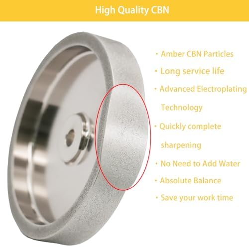 CBN Grinding Wheel 6 Inch 180 Grit, 1" Wide, 1/2" Arbor, for HSS Tools, Lathe Chisels & Woodturning Tools, Fits 6-Inch Bench Grinders(180 Grit)