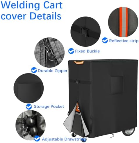 Welding Cart Cover, 600D Waterproof, for 3-Tier TIG MIG Welding Carts