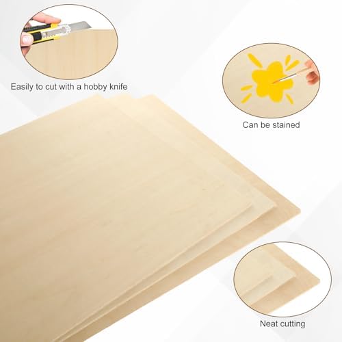 24Pcs 16 x 12 x 1/8 Inch Basswood Sheets, Unfinished Wood Boards, 3mm Basswood for Laser Cutting, Arts and Crafts, Painting, Wood Engraving, Architectural Models, Pyrography
