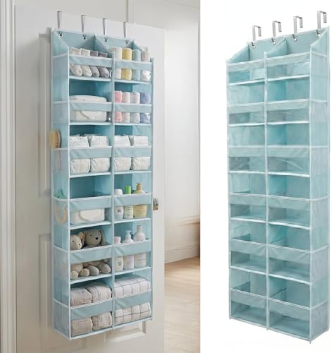 HOMELUX THEORY Over the Door Organizer, 6-Tier XL, 100D Fabric, Baby Blue